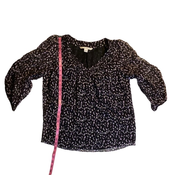 DVF Diane Von Furstenberg Silk Black Speckled Top Size Small - Picture 8 of 8